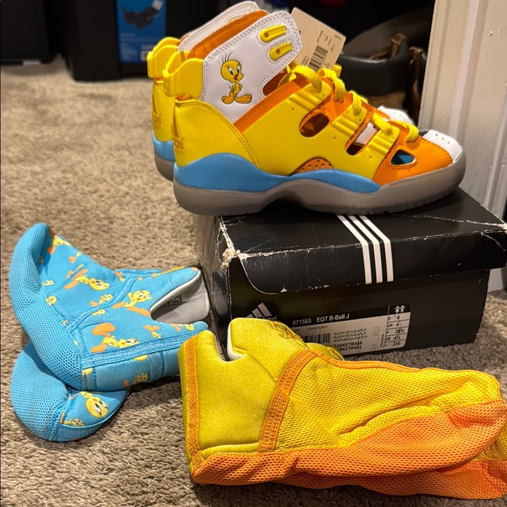 Adidas Yellow and Orange Tweety Sneakers